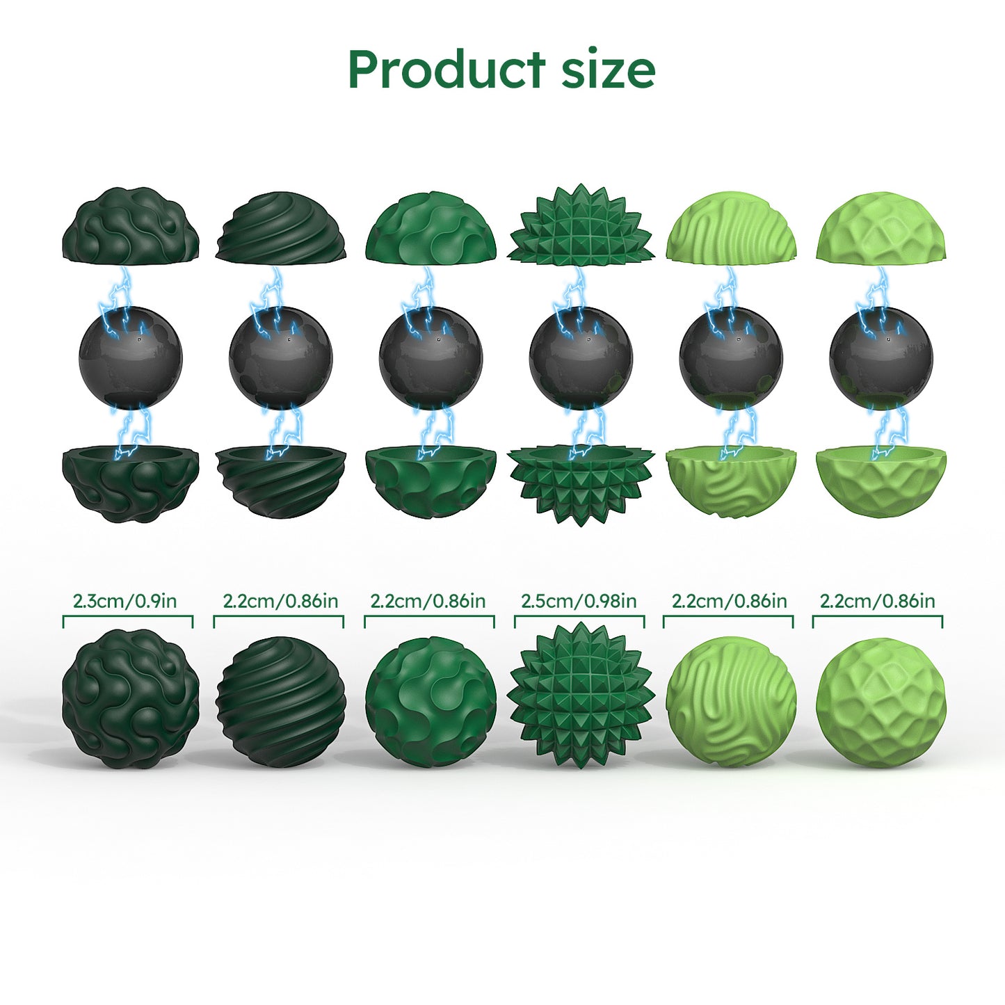 DIDUBUY Magnetic Fidget Balls for Adults & Teens, 6 Pcs Silicone Sensory Stress Relief Toys for Autism, Anxiety, Adhd, Quiet Desk Fidget Toy, Fun Gift Idea. Green