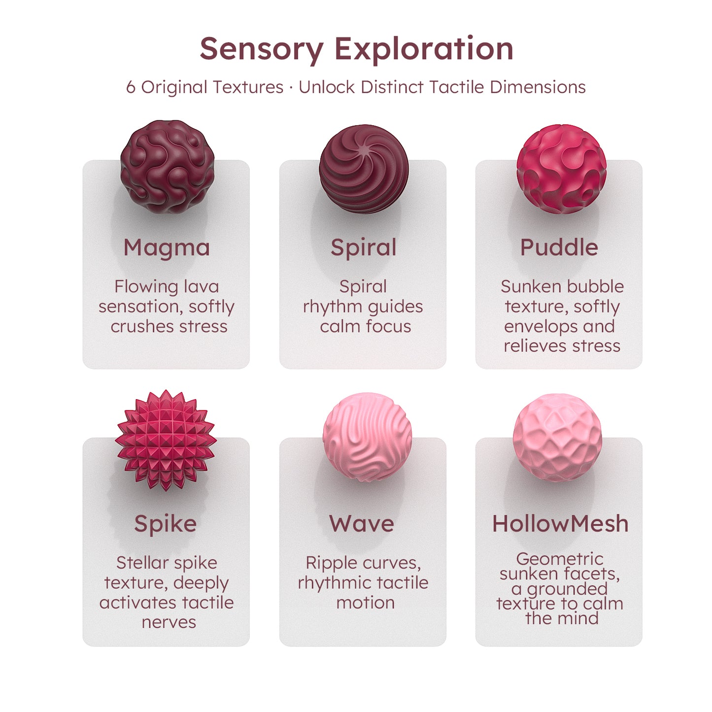 12 Pack Silicone Stress Relief Fidget Balls, Silent Desk Sensory Toys for Adults & Teens Office Classroom Use, Pink