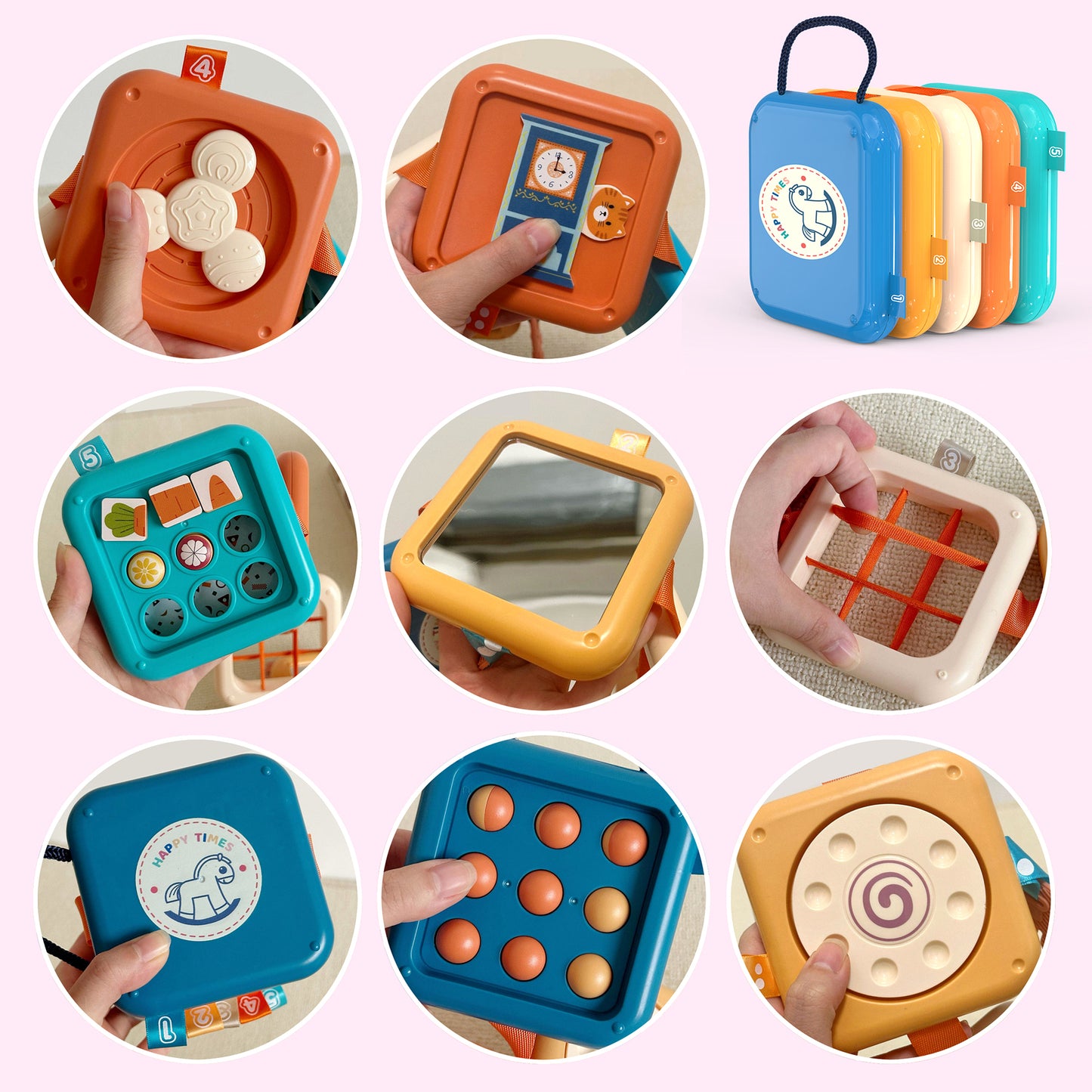 DIDUBUY Montessori Busy Board for 1.5+ Year Old | 8-in-1 Sensory Travel Toys for Toddlers | Fine Motor Skills Activity Busy Cube for Babies Birthday Gifts