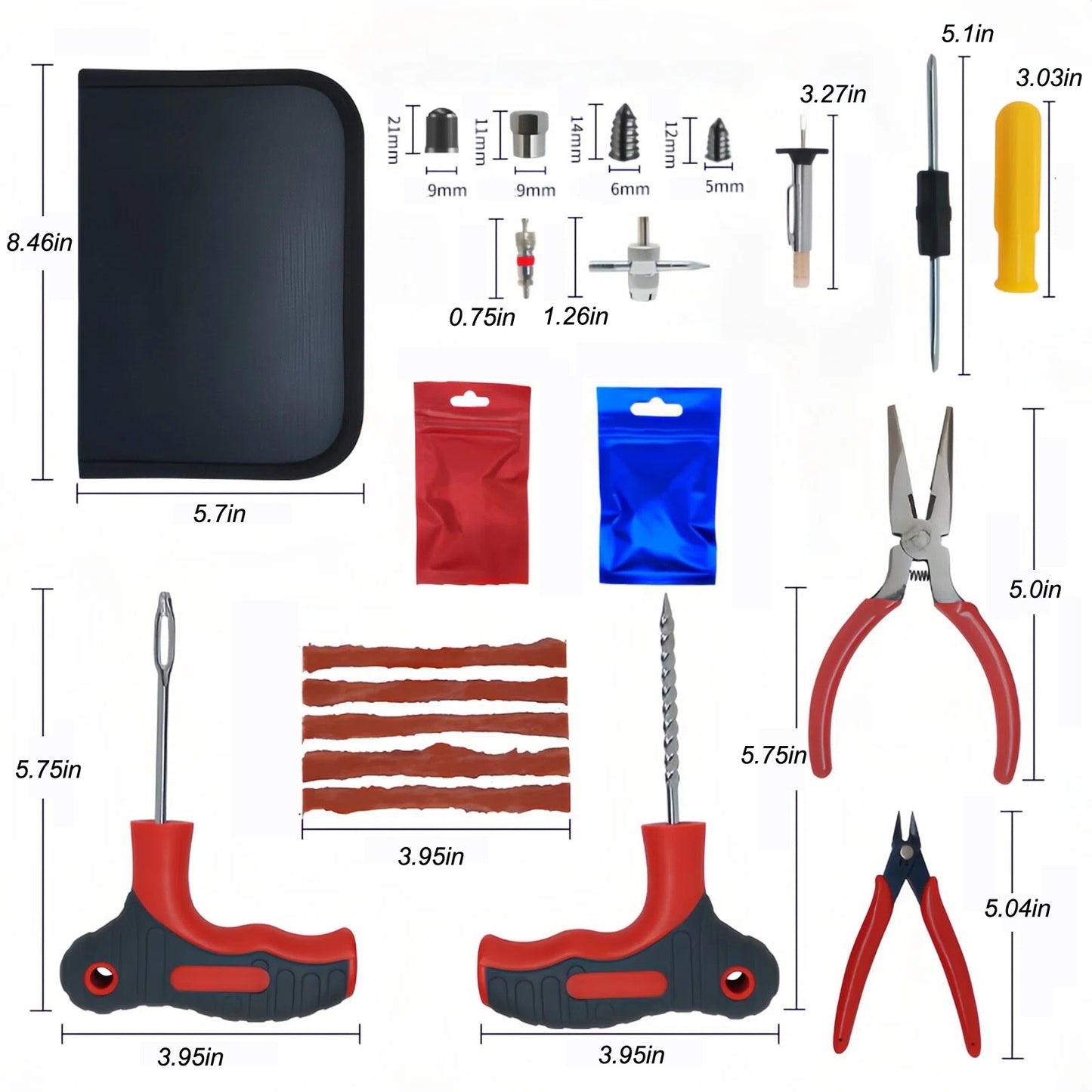 73 Pcs Tubeless Tire Repair Kit, Emergency Flat Tire Plug Tool Set for Car, SUV, Motorcycle, Truck, RV, Jeep, Tractor, Lawn Mower