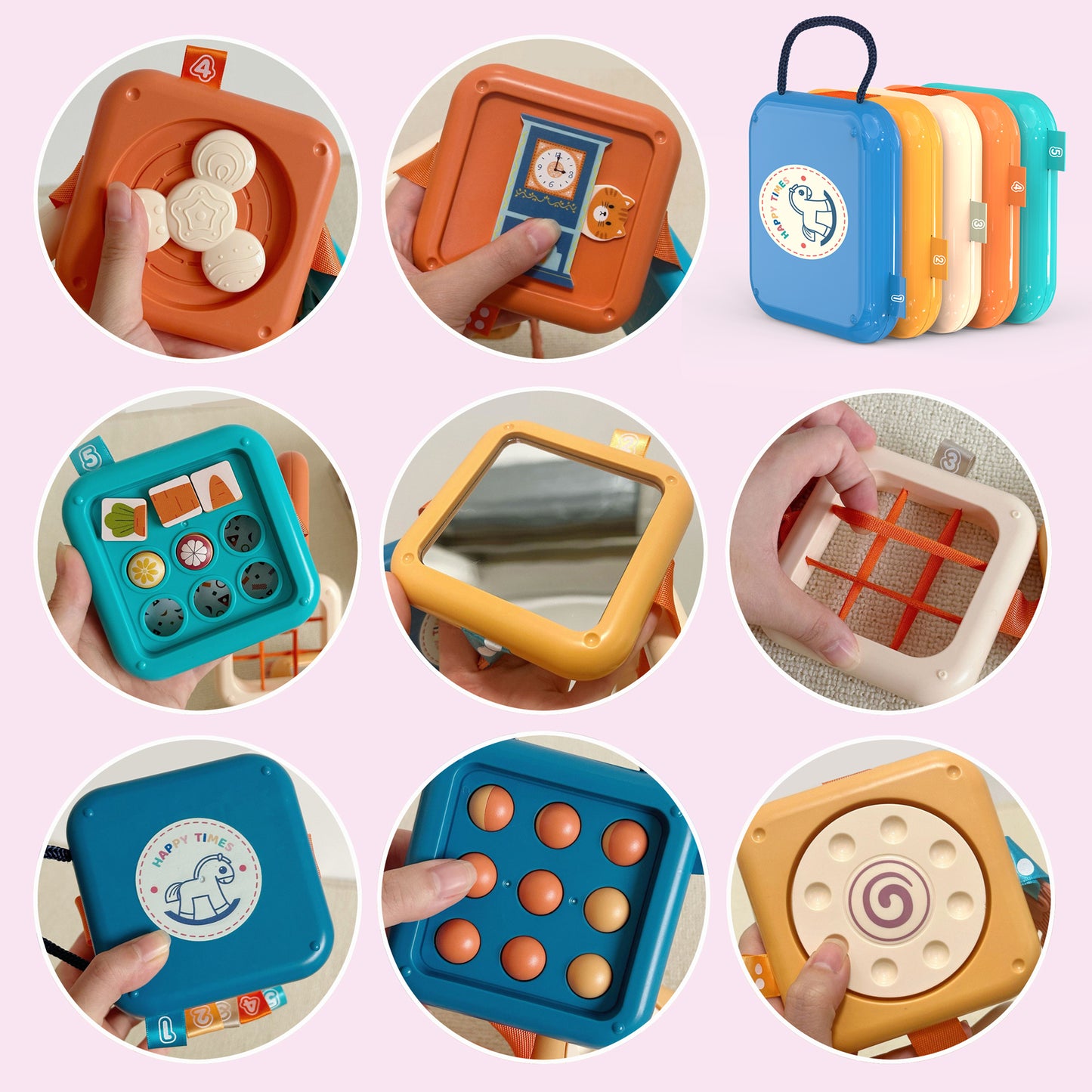 DIDUBUY Montessori Busy Board for 1.5+ Year Old | 8-in-1 Sensory Travel Toys for Toddlers | Fine Motor Skills Activity Busy Cube for Babies Birthday Gifts