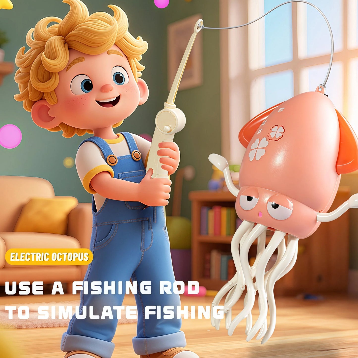 DIDUBUY Electric Dancing Octopus for Kids, Squid Crawling Toy with Lights & Music - Baby Interactive Sensory Toys - Easter Gift for Boys & Girls