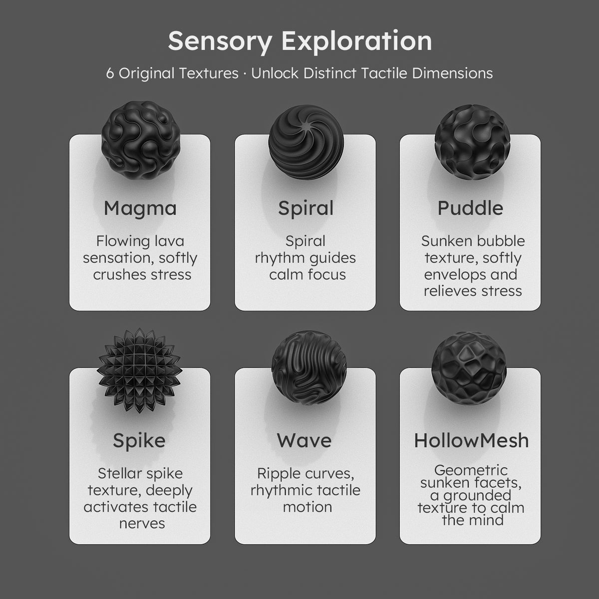 12 Pack Silicone Stress Relief Fidget Balls, Silent Desk Sensory Toys for Adults & Teens Office Classroom Use, Black