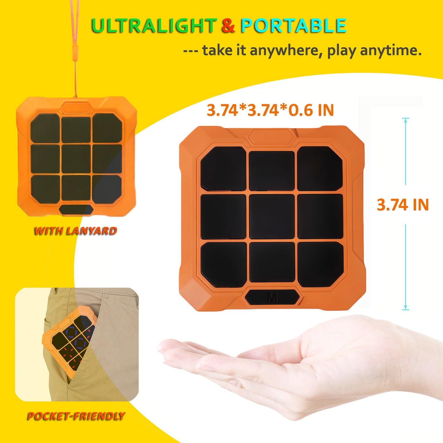 DIDUBUY Electronic Tic Tac Toe Game for Easter Gifts, 6-in-1 Rechargeable Handheld Puzzle Game Console with Mute, Brain Teaser Travel Toy for Kids Ages 4 5 6 7 8+ Year Old Boys Girls, Orange