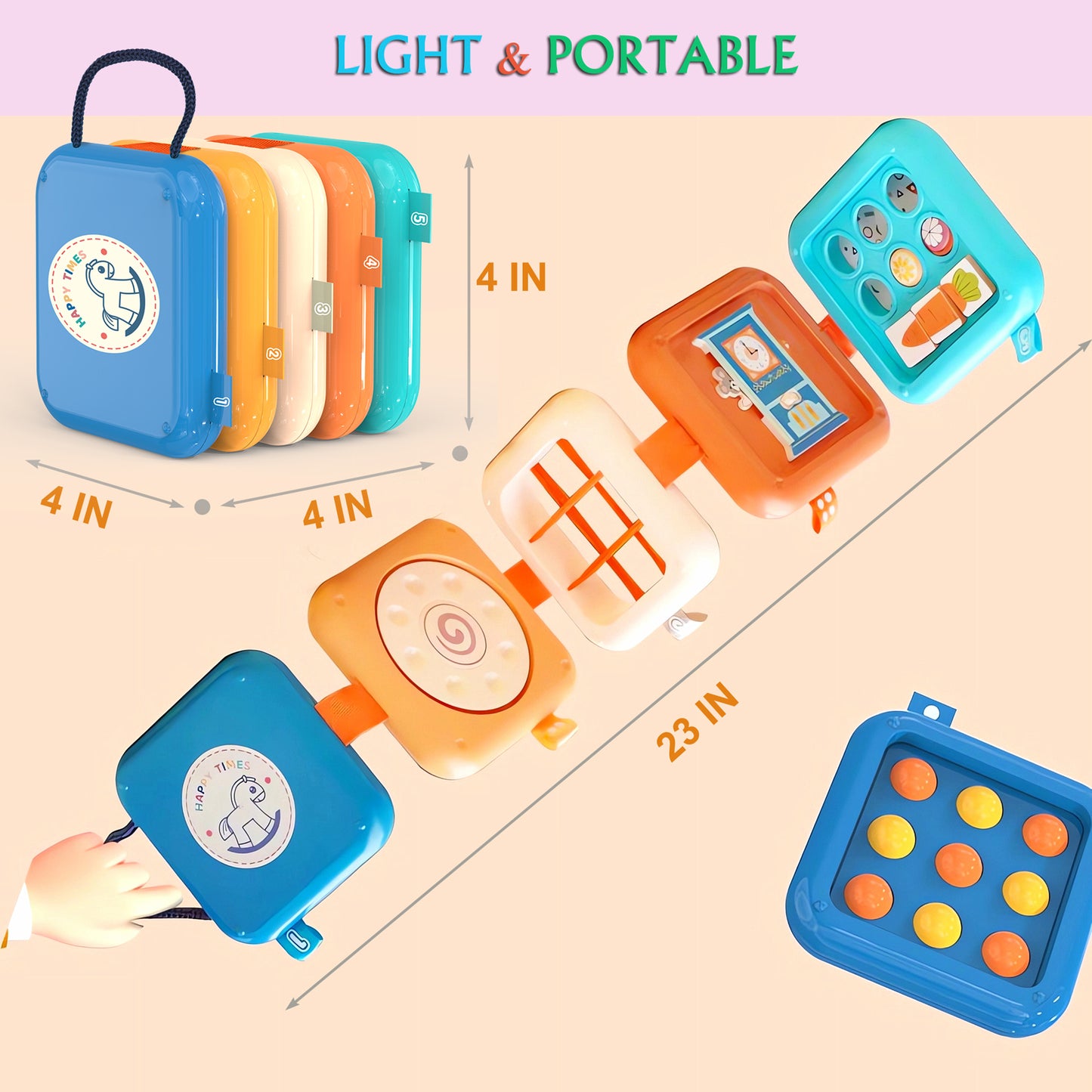 DIDUBUY Montessori Busy Board for 1.5+ Year Old | 8-in-1 Sensory Travel Toys for Toddlers | Fine Motor Skills Activity Busy Cube for Babies Birthday Gifts