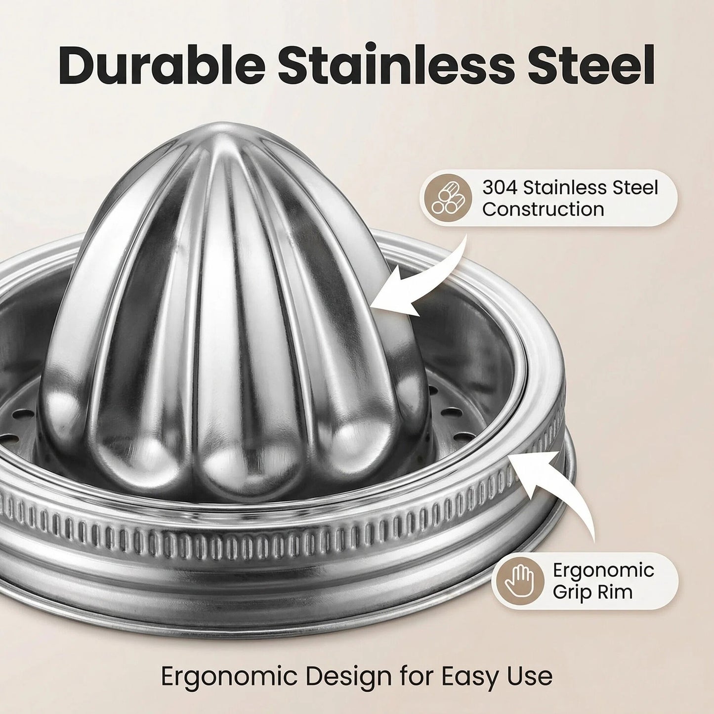 DIDUBUY 2 Pack Stainless Steel Juicer Lid for Wide Mouth Mason Jars – Manual Citrus Reamer & Press for Lemons, Oranges, Limes – Dishwasher Safe, BPA-Free