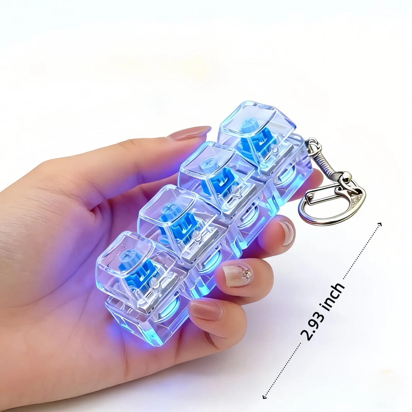 3 Pack Keyboard Fidget Keychain Toy with LED Light, 4-in-1 Button Clicker Desk Toys for Stress Relief & Focus, Portable Travel for 18+