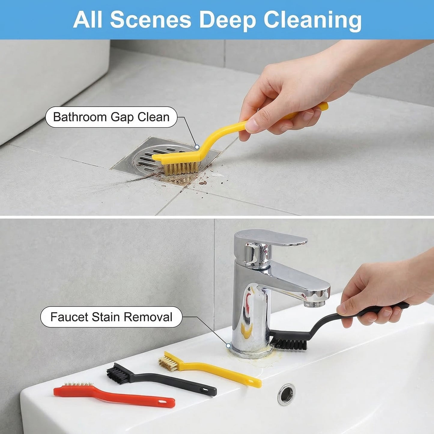 DIDUBUY 16 Pcs Crevice Cleaning Brush Set, Hard Bristle Scrub Brushes for Deep Cleaning, Crevice & Grout Cleaner Kit for Kitchen, Bathroom, Tiles, Bottles, and Blenders