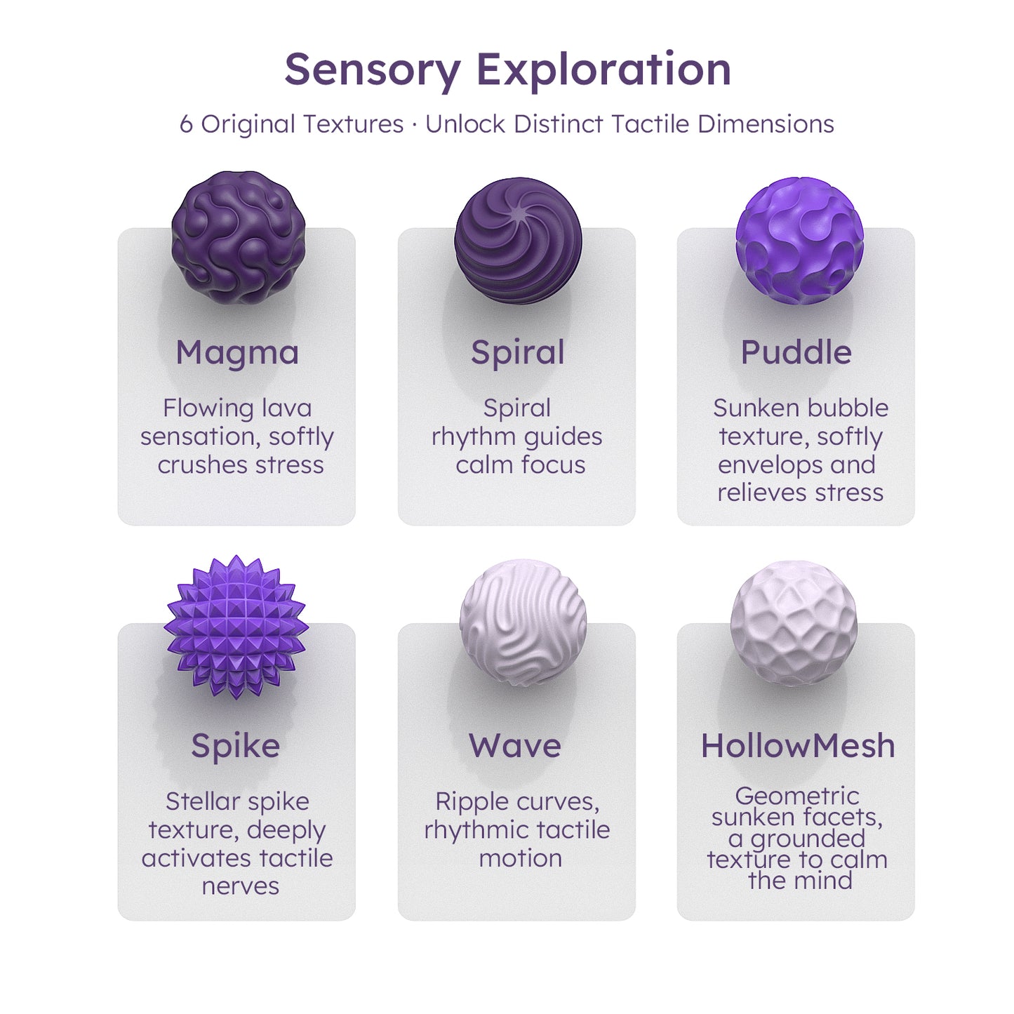 12 Pack Silicone Stress Relief Fidget Balls, Silent Desk Sensory Toys for Adults & Teens Office Classroom Use, Purple