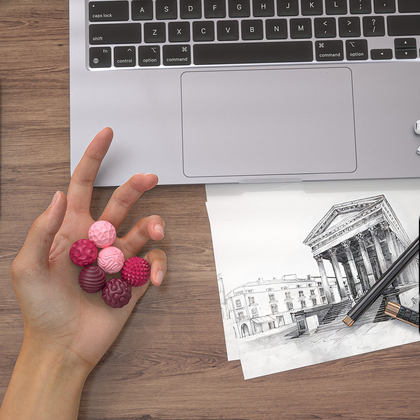 DIDUBUY Magnetic Fidget Balls for Adults & Teens, 6 Pcs Silicone Sensory Stress Relief Toys for Autism, Anxiety, Adhd, Quiet Desk Fidget Toy, Fun Gift Idea. Pink