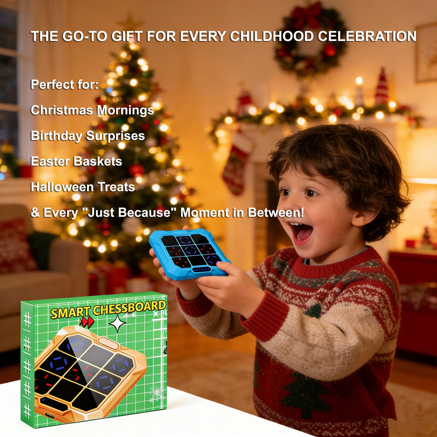 DIDUBUY Electronic Tic Tac Toe Game for Easter Gifts, 6-in-1 Rechargeable Handheld Puzzle Game Console with Mute, Brain Teaser Travel Toy for Kids Ages 4 5 6 7 8+ Year Old Boys Girls, Blue