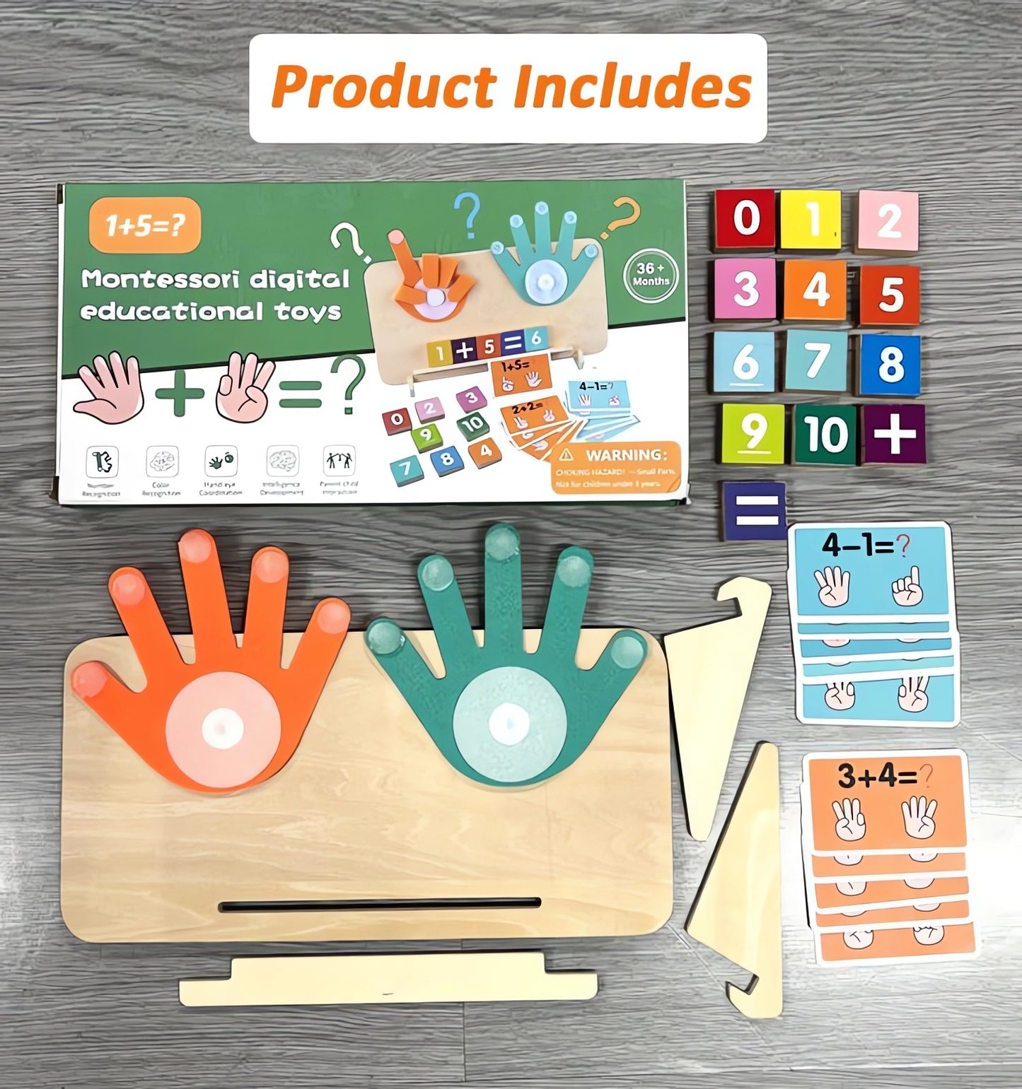 DIDUBUY Montessori Math Toy for Toddlers, Wooden Finger Counting Board, Homeschool Supplies, Preschool Learning Addition & Subtraction Games