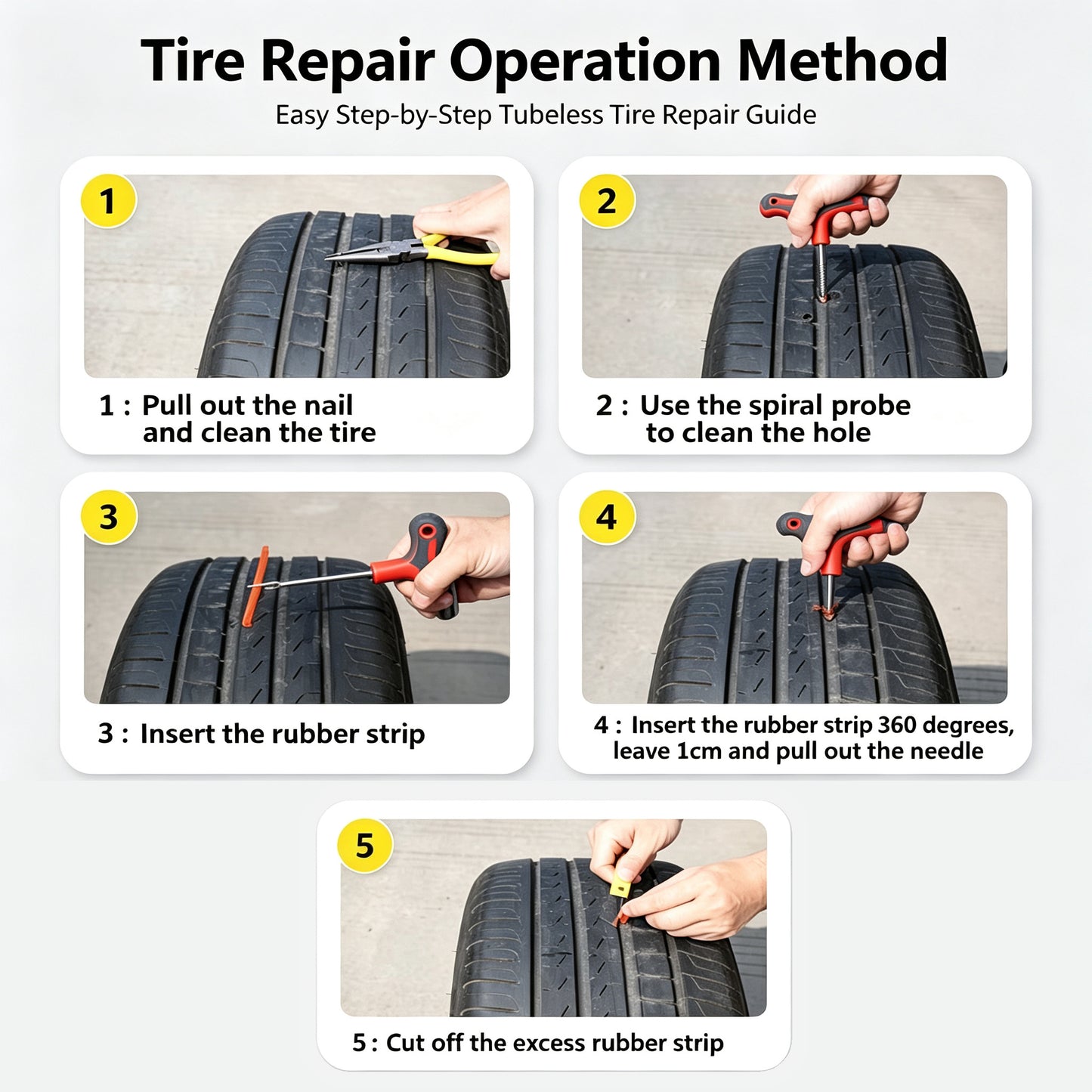 73 Pcs Tubeless Tire Repair Kit, Emergency Flat Tire Plug Tool Set for Car, SUV, Motorcycle, Truck, RV, Jeep, Tractor, Lawn Mower