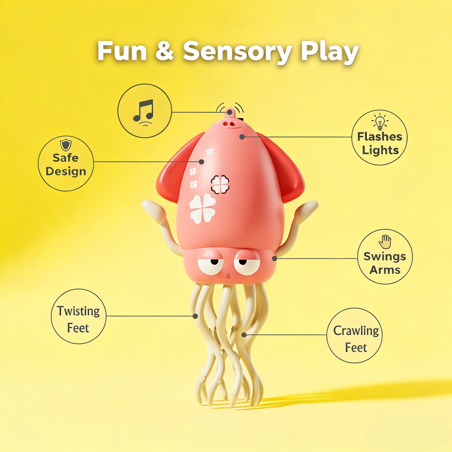 DIDUBUY Electric Dancing Octopus for Kids, Squid Crawling Toy with Lights & Music - Baby Interactive Sensory Toys - Easter Gift for Boys & Girls