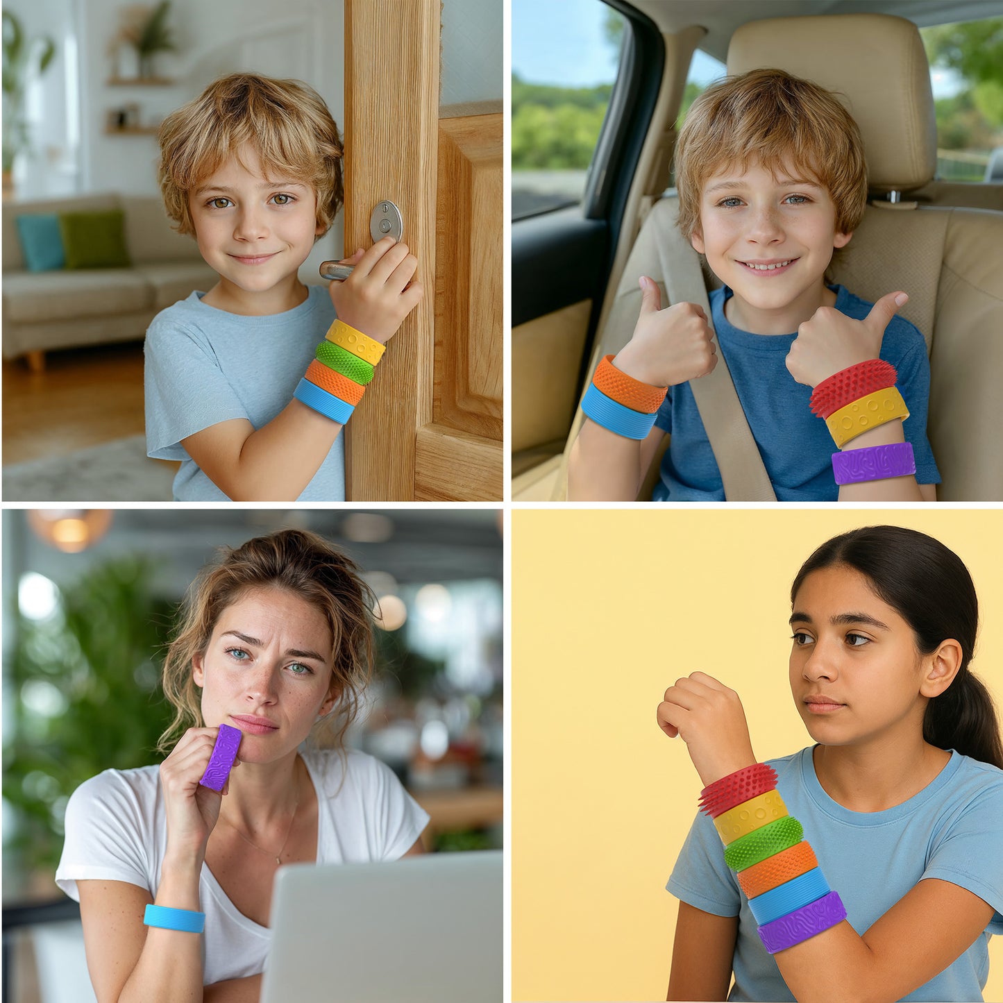 DIDUBUY 6 pack Textured Silicone Slap Bracelets | Sensory Fidget Toys for Kids & Adults | Wearable Stress Relief for Anxiety, Autism, ADHD | Travel Toy