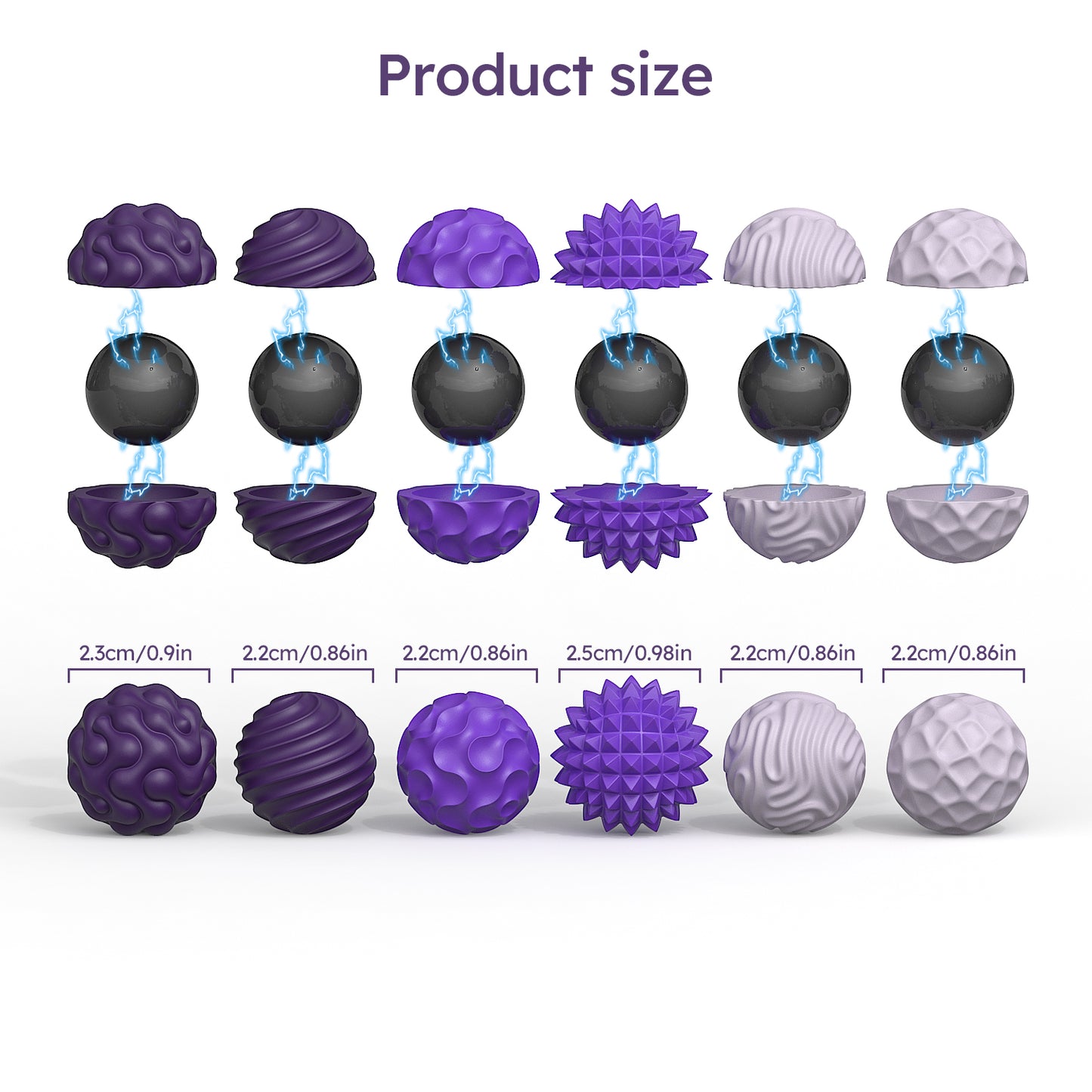 12 Pack Silicone Stress Relief Fidget Balls, Silent Desk Sensory Toys for Adults & Teens Office Classroom Use, Purple