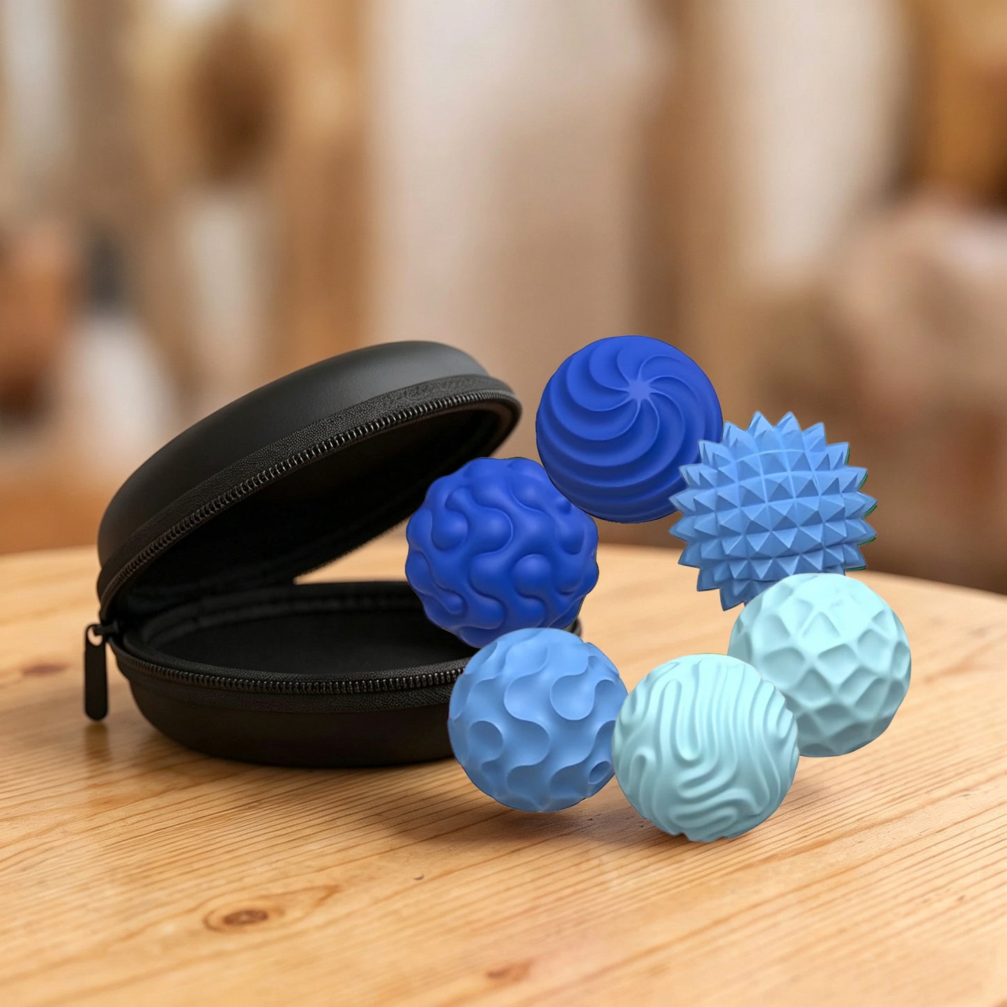 6 Pcs Magnetic Sensory Balls for Adults & Teens, Silicone Quiet Desk Stress Relief Fidget Ball Toys for Autism, Anxiety, Fun Gift Idea, Blue