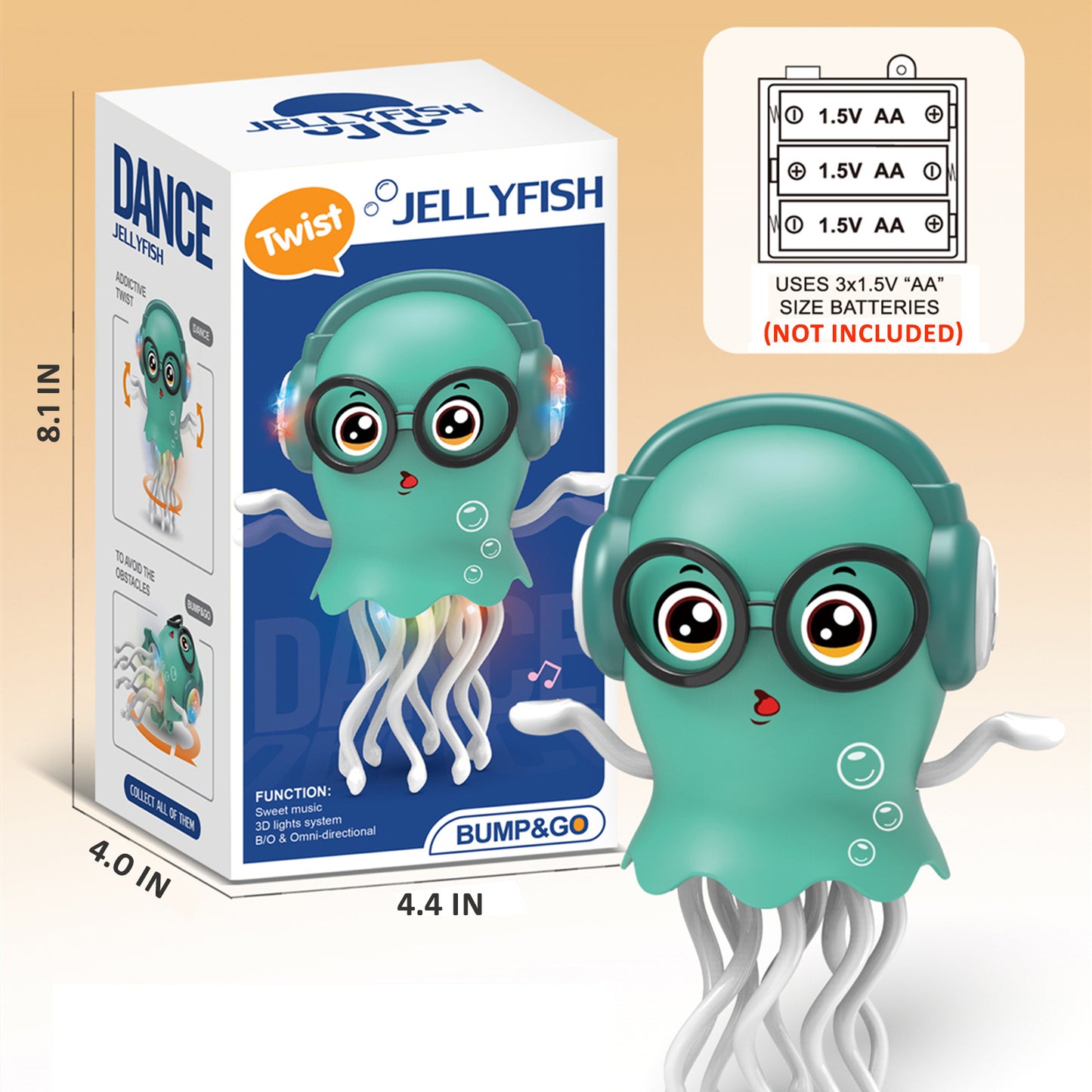 DIDUBUY Electric Dancing Jellyfish, Jellydancer Dancing & Crawling Toy, LED Lights & Music, Bump & Go, Interactive Sensory Toys for Baby, Easter Gift