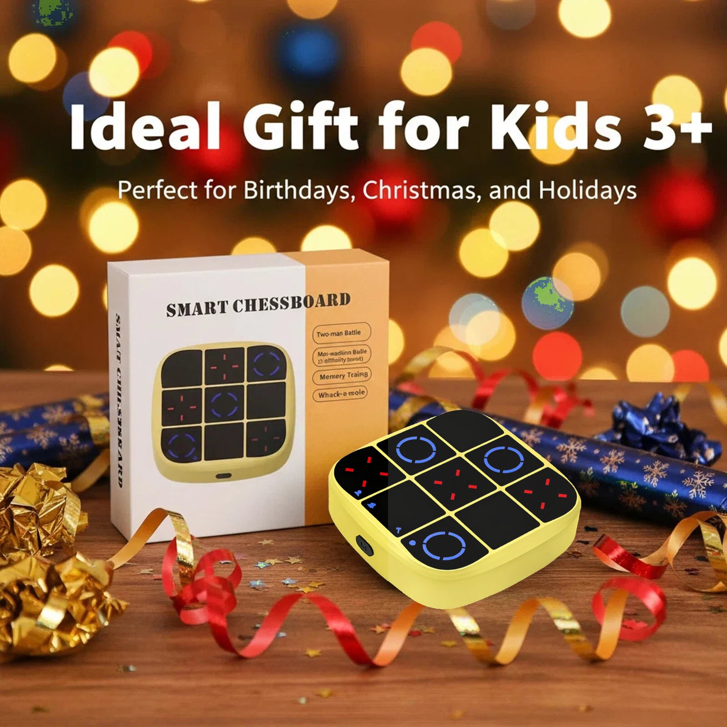 DIDUBUY Electronic Tic Tac Toe Game, Upgraded 4-in-1 Handheld Digital Puzzle Game Console, Portable Travel Toys, Ideal Gift for Kids of All Ages, Yellow