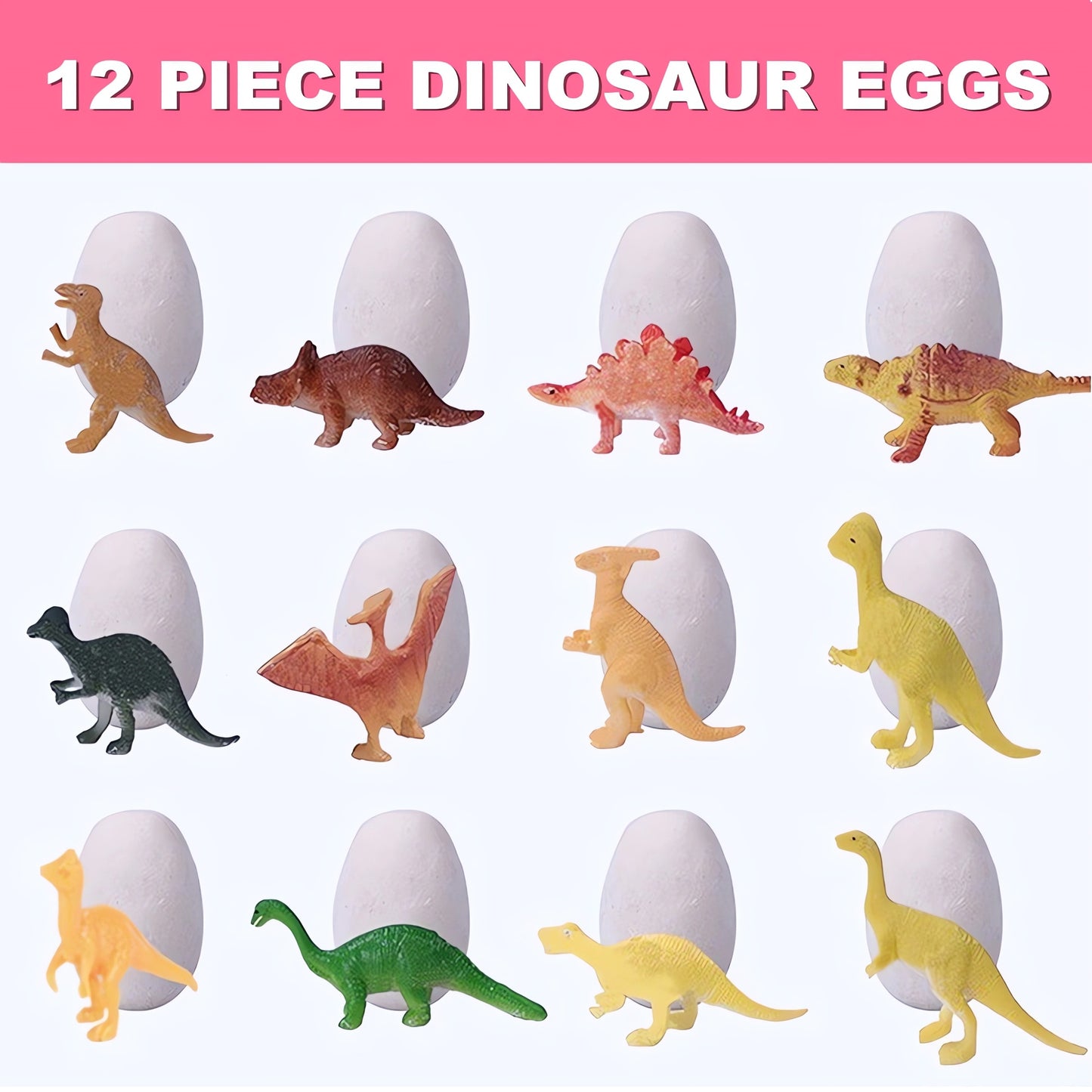 DIDUBUY Dinosaur Eggs Easter Activity Kit, 12 Pack Dino Fossil Egg Dig Kit, Dino Surprise Toys with 12 Unique Dinosaurs, Perfect for Easter Baskets, Birthday Gifts for Kids 3+
