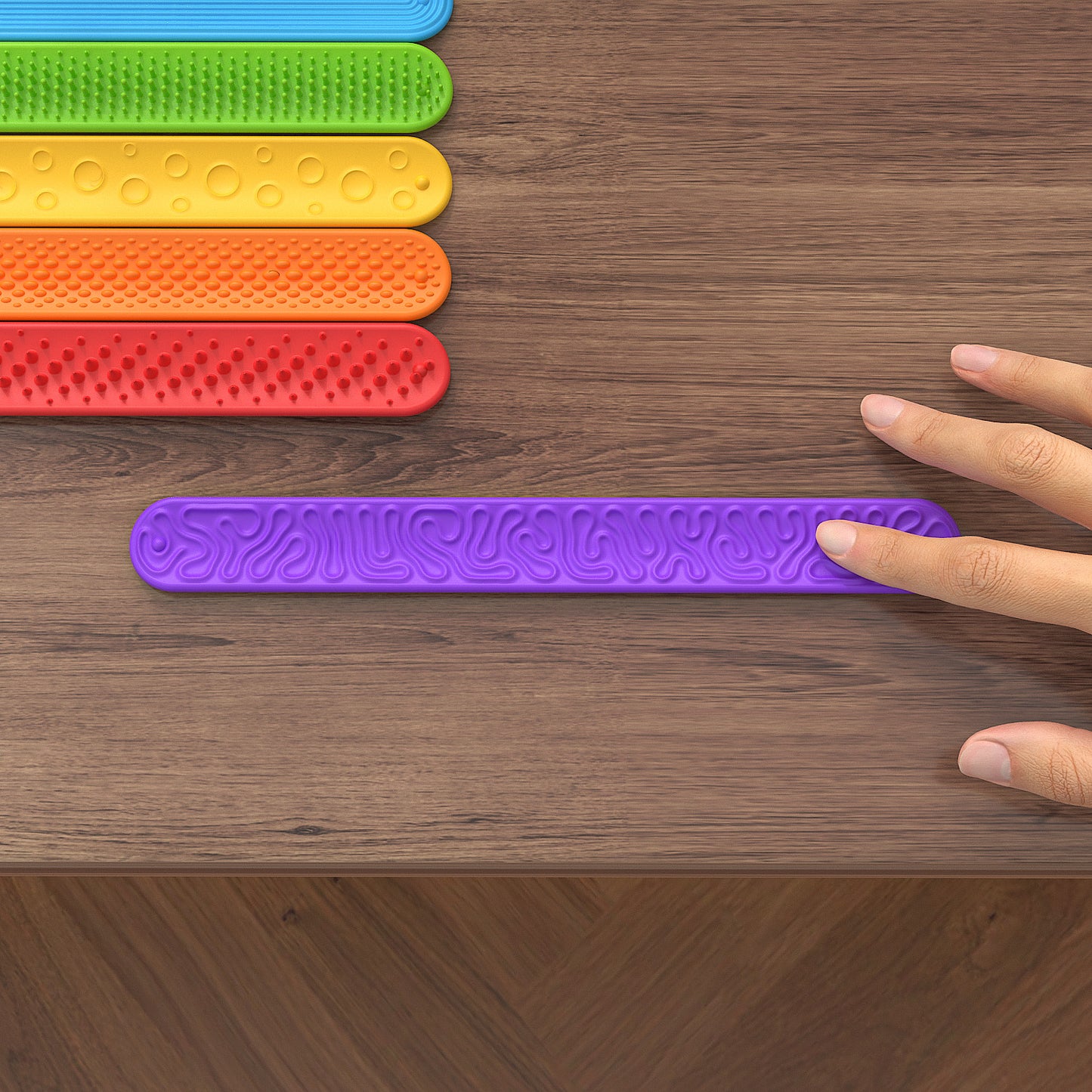 DIDUBUY 6 pack Textured Silicone Slap Bracelets | Sensory Fidget Toys for Kids & Adults | Wearable Stress Relief for Anxiety, Autism, ADHD | Travel Toy