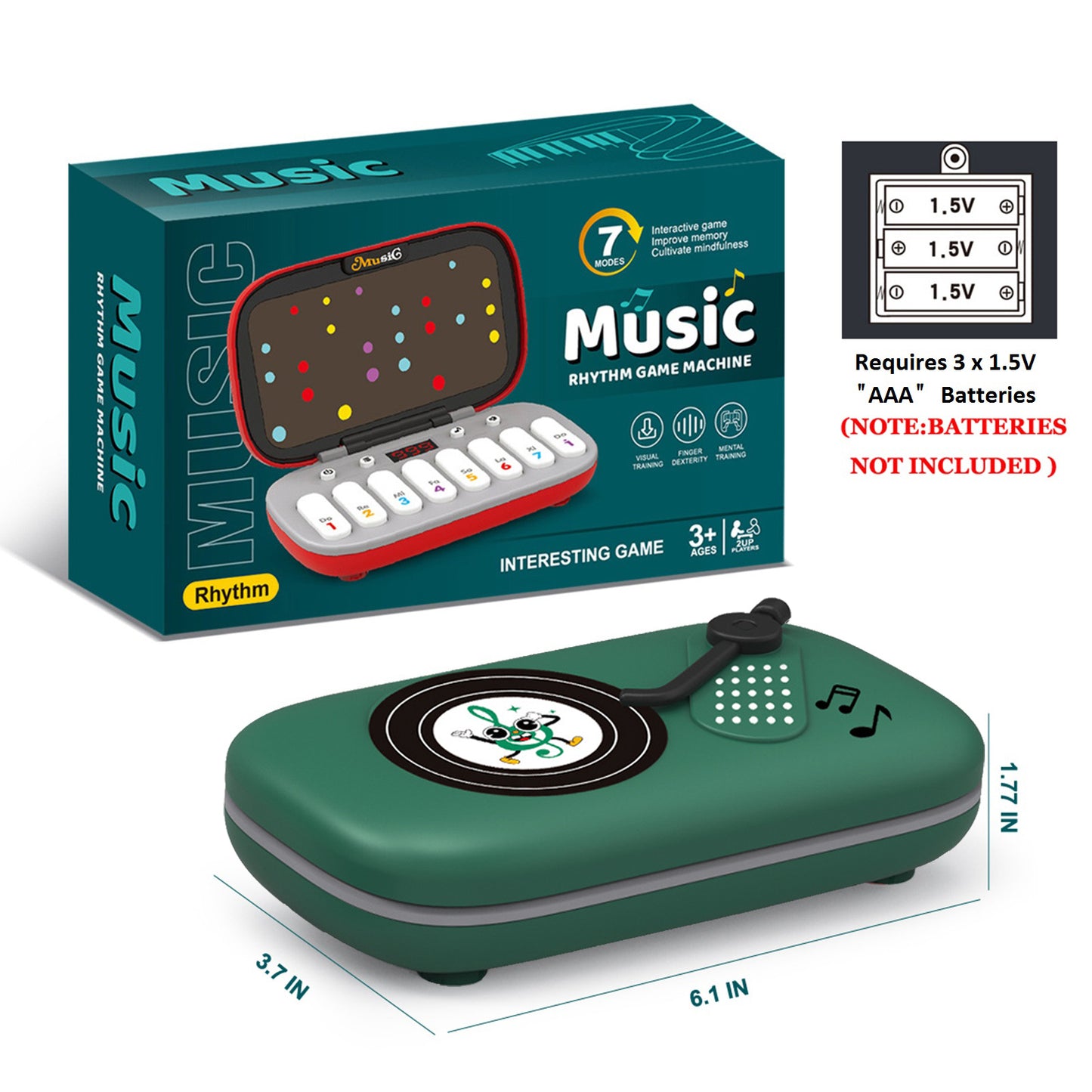 Music Rhythm Game for Kids - Light-Up Piano Keyboard Toy with 7 Interactive Modes, Educational Travel Musical Instrument for Ages 3-6 | Ideal Gift for Kids, Green