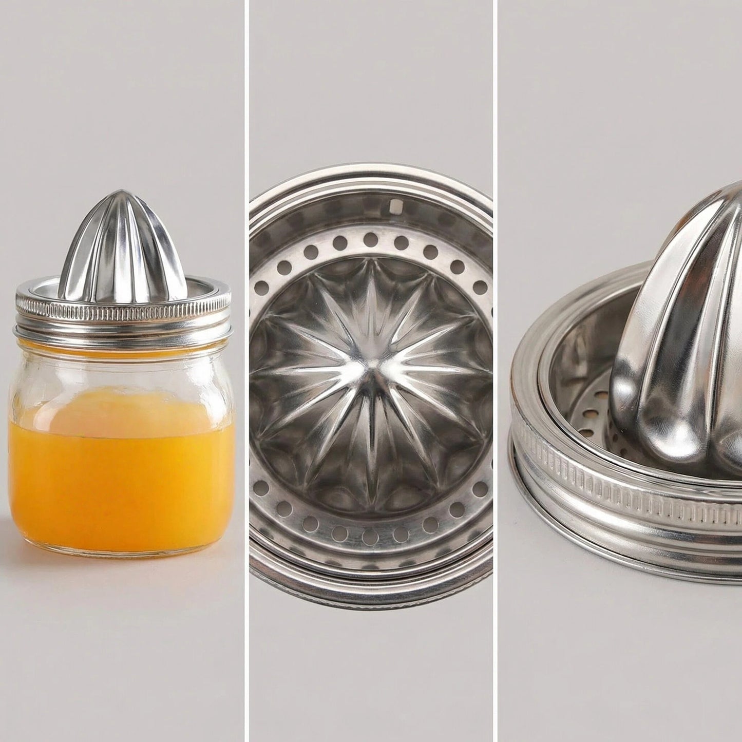 DIDUBUY 2 Pack Stainless Steel Juicer Lid for Wide Mouth Mason Jars – Manual Citrus Reamer & Press for Lemons, Oranges, Limes – Dishwasher Safe, BPA-Free