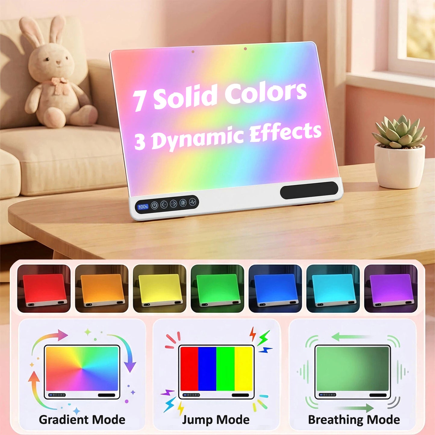 16 inch Rechargeable LED Drawing Board for Kids, 10-Color Light Up Doodle Pad, 1500mAh Battery, Digital Display, Touch Buttons & Built-in Stand, White