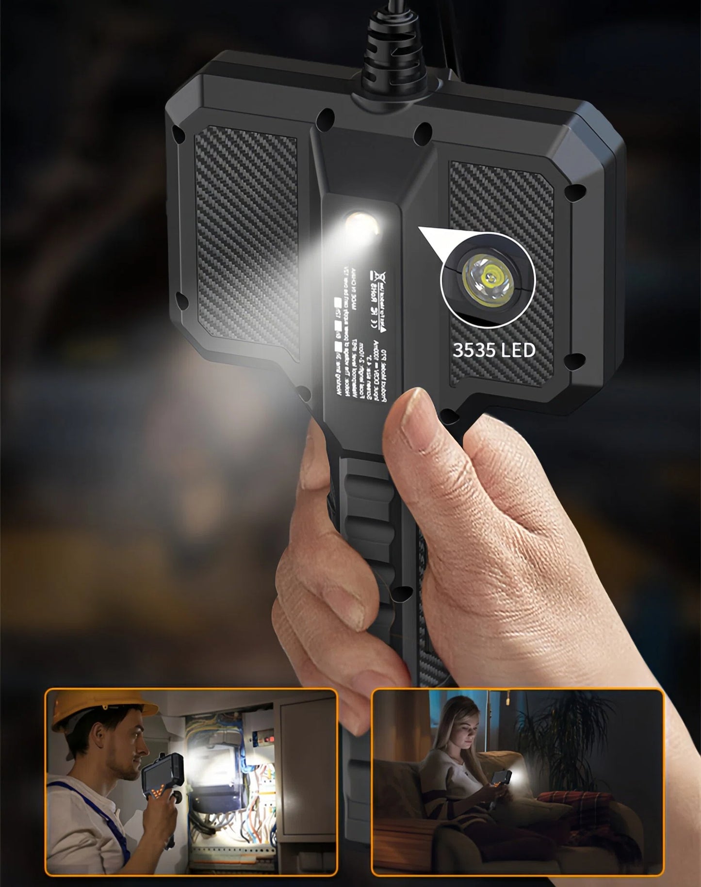 4.3" Borescope Camera with Light, 2600mAh Rechargeable Battery, 1080P HD Endoscope Snake Inspection Camera, 16.5ft Semi-Rigid Cable, IP67 Waterproof